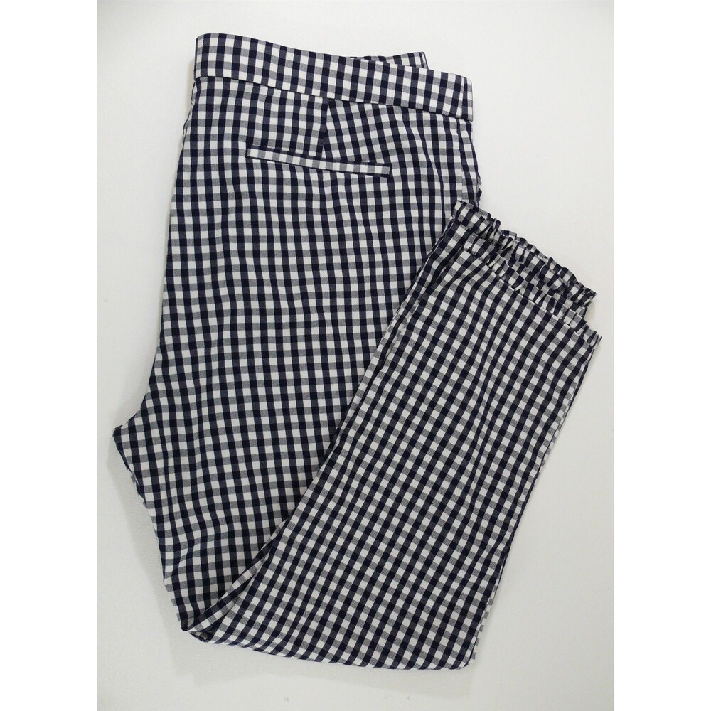 RAFAELLA Cropped pants 5 pocket gingham Navy Blue white stretch 36x25 size 16